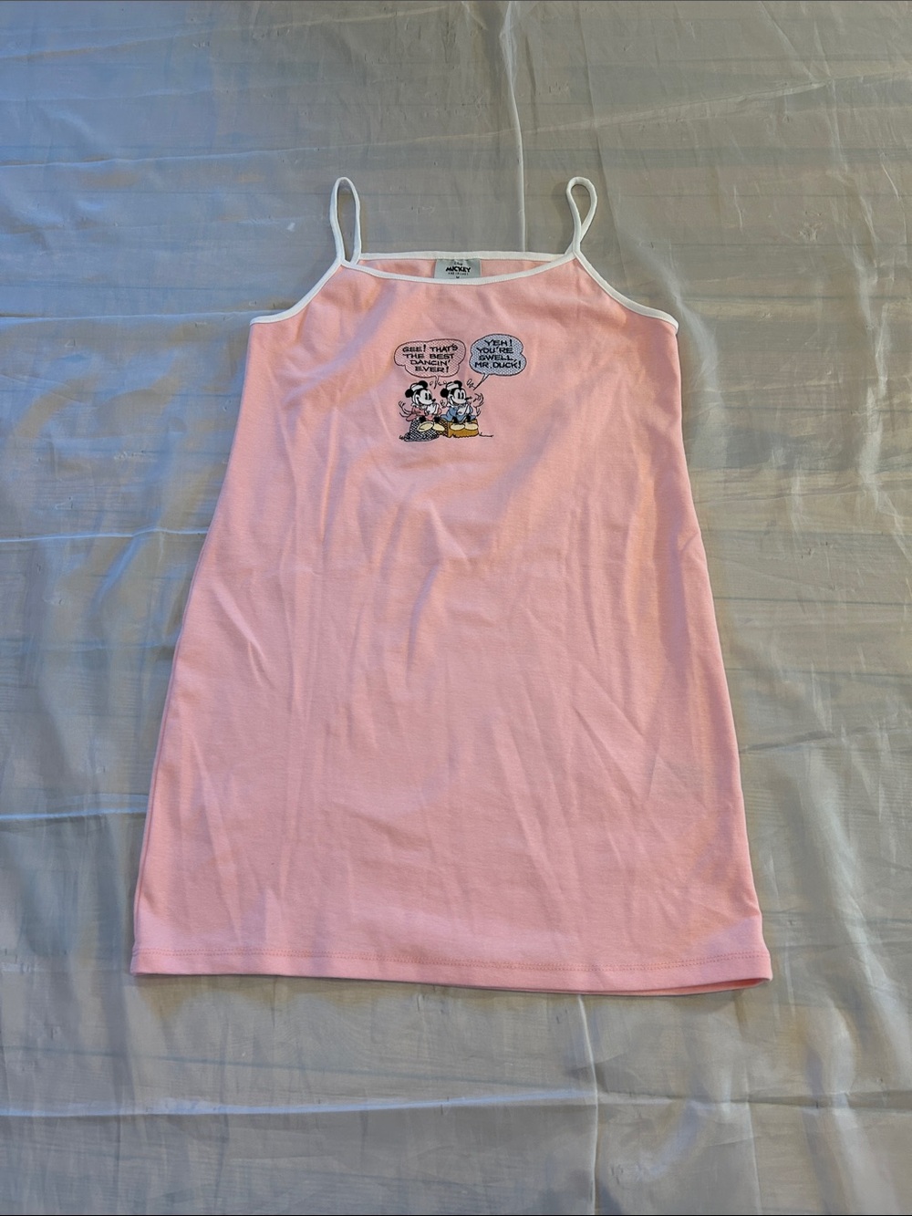 Primark Pink Spaghetti Strap Dress with Cartoon Graphic